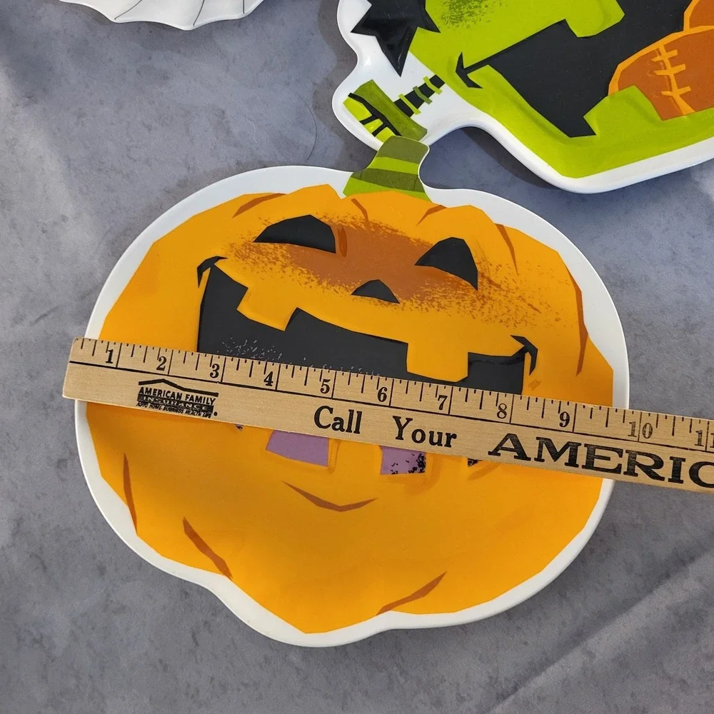 3-Target 2008 Halloween Melamine Kids Plates Cute Frankenstein Pumpkin Spider
